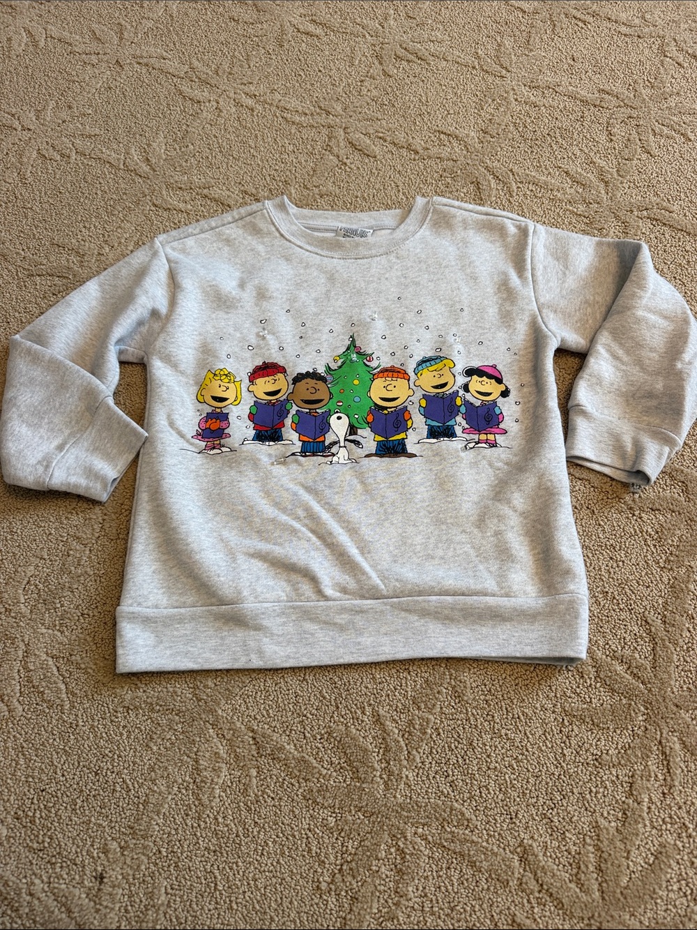 Gray LIGHT UP Kids Holiday Crewneck Sweatshirt with Cartoon Graphic